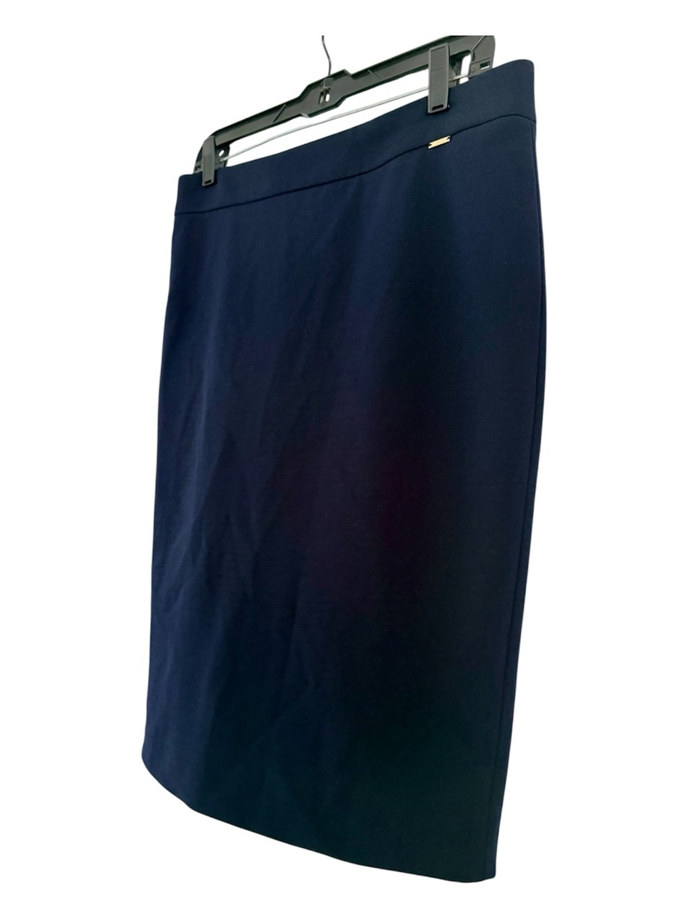 DKNY Navy Straight Pencil Skirt with Subtle Gold Accent